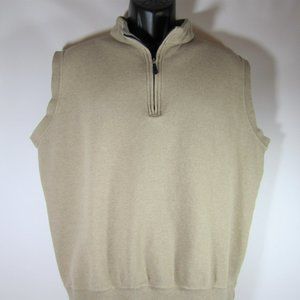 Peter Millar Soft Khaki Golf Vest Zip Pullover MED